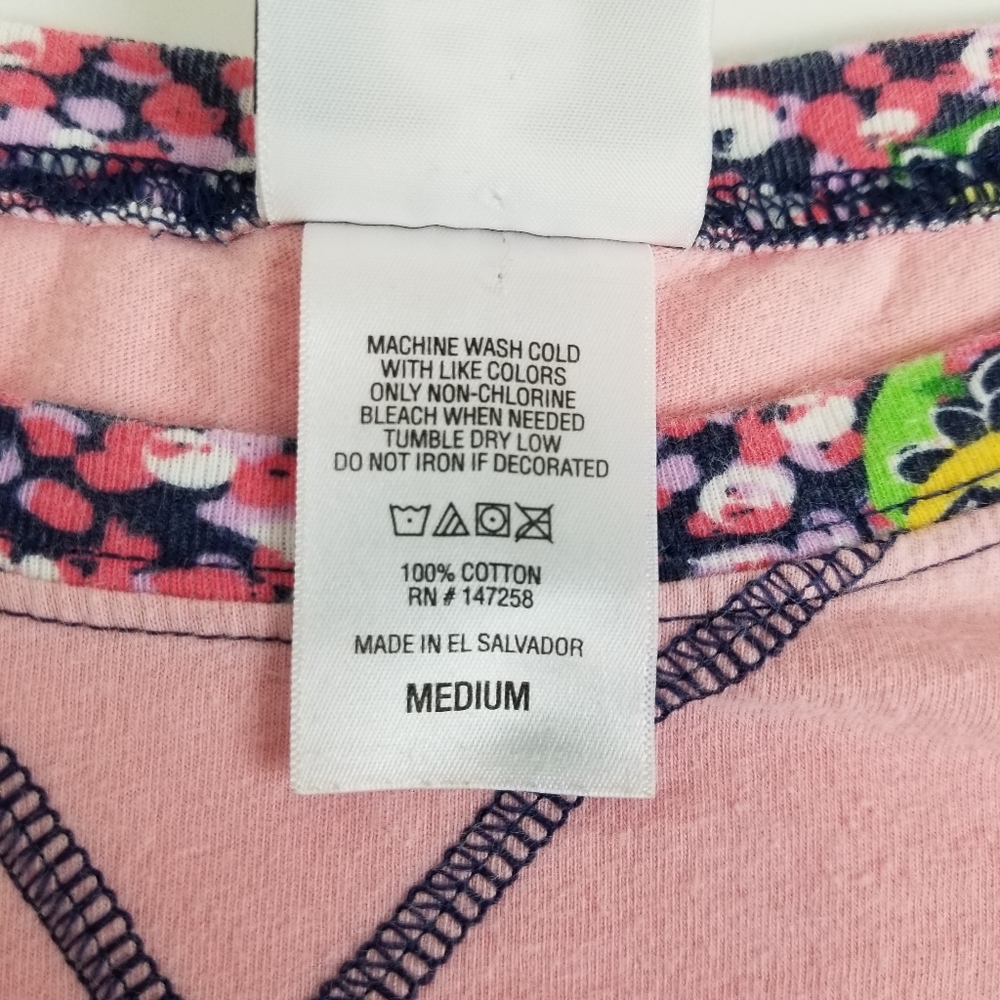 Simply Southern Bow Graphic Floral Raglan Long Sleeve Tee Pink Medium - Picture 5 of 5